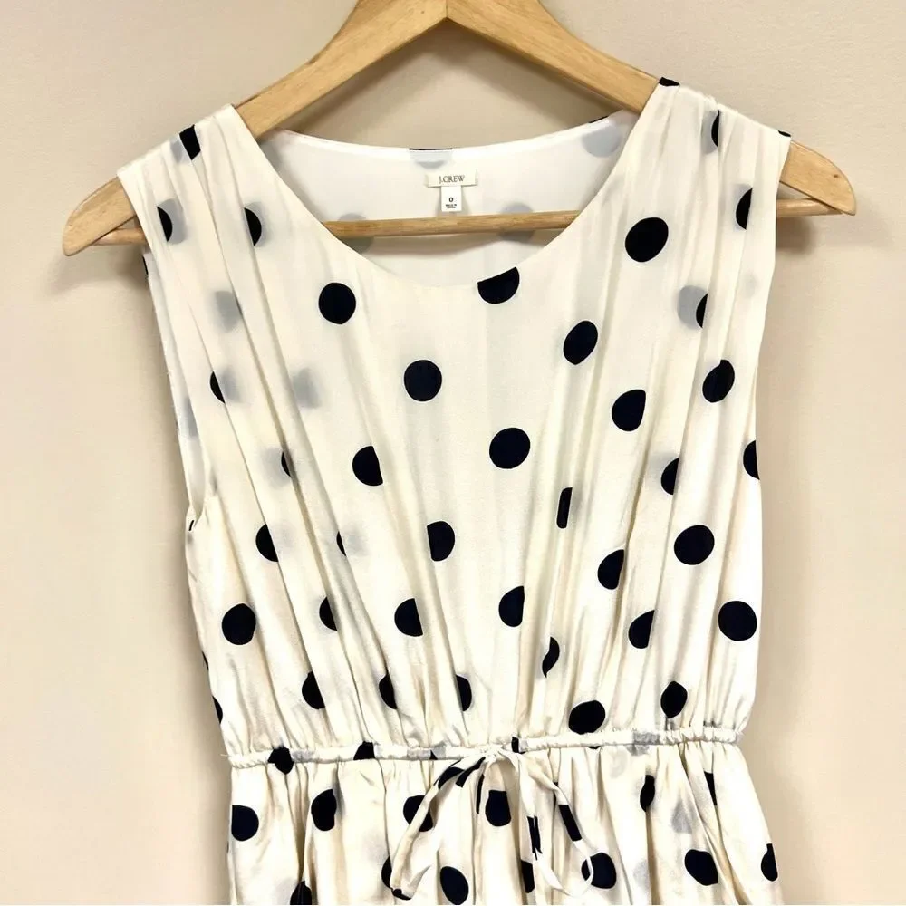 J Crew polka dot dress 100 % silk with pockets size 0